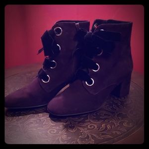 Hogl Purple Suede Lace Up Ankle Booties